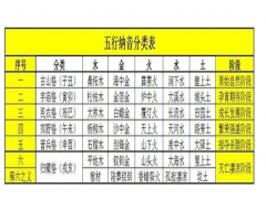 五行纳音分类表